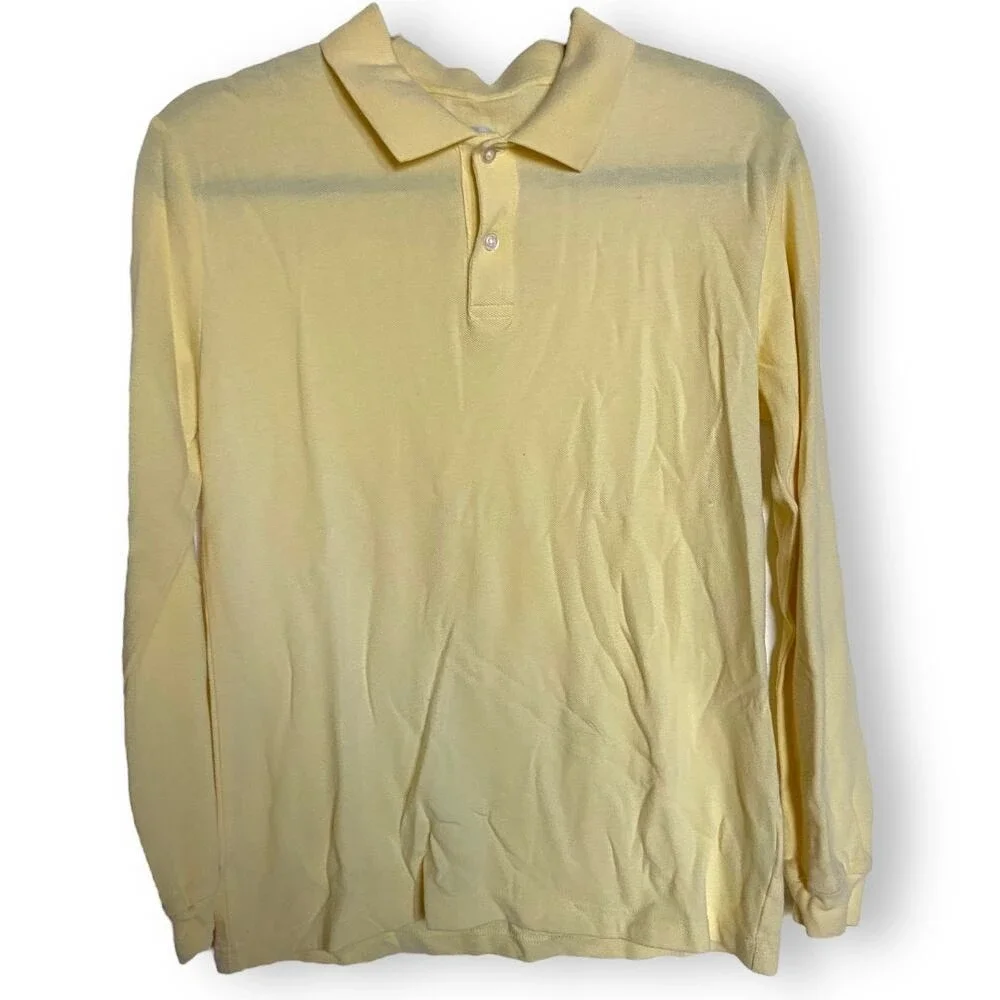 Old Navy Girls Yellow Uniform Polo Shirt XL 14-16 Long Sleeve Cotton‎ NEW